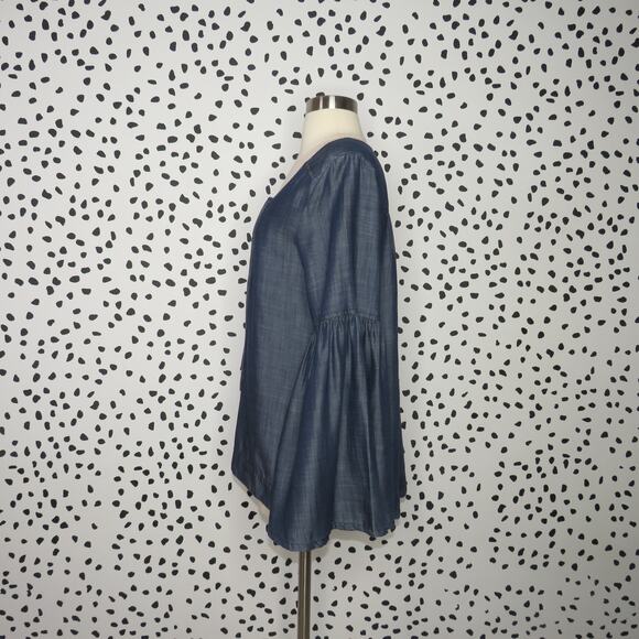 Sanctuary Lila Chambray Bell Sleeve Lace Up Blouse - Picture 5 of 9